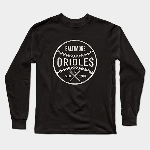 Vintage Baltimore Orioles by Buck Tee Long Sleeve T-Shirt by Buck Tee